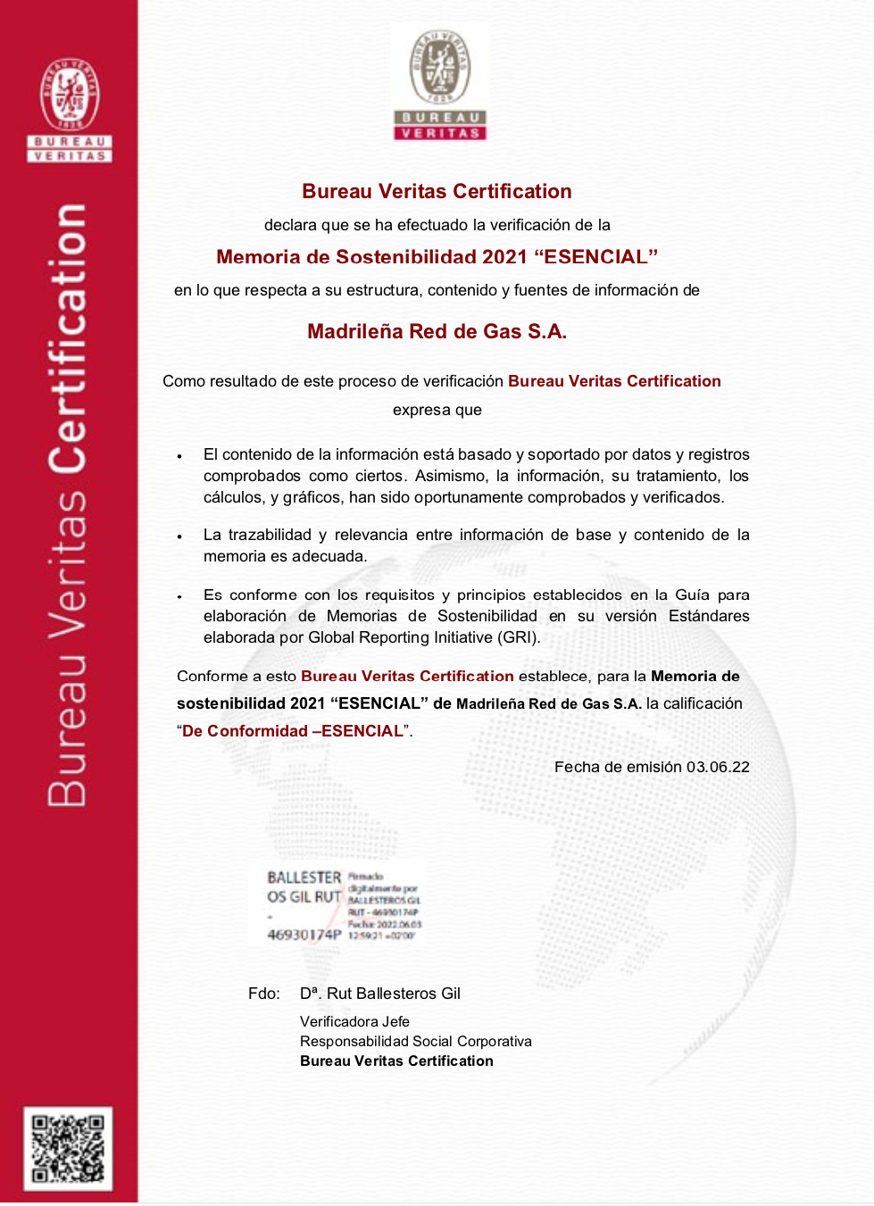 Certificación MRG