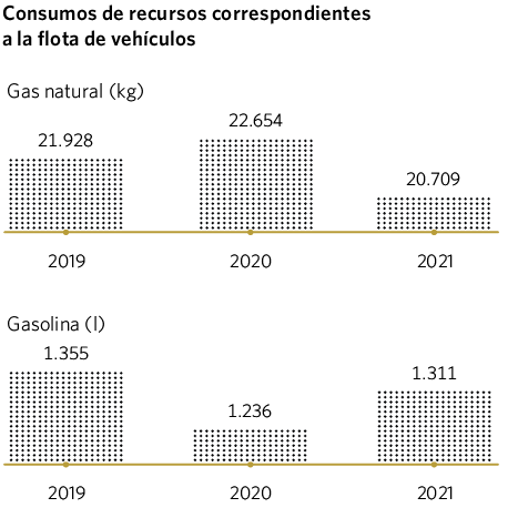 Consumos de recursos correspondientes a la flota de vehículos